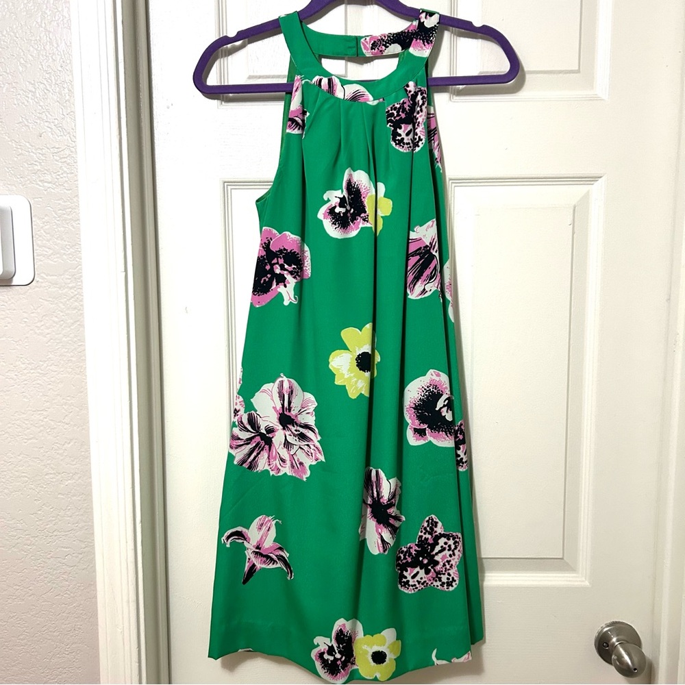J. CREW GREEN FLORAL MINI DRESS Size 4 - Picture 2 of 11